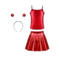 thumbnail image 1 of iiniim Alien Costume for Girls Metallic Dress Alien Holographic Cami Top with Pleated Skirts and Hair Hop Red 10, 1 of 7