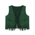 thumbnail image 1 of iiniim Baby Girls Faux Suede Tassel Vest Western Cowgirls Fringe Waistcoat Hippie Cardigan Jacket Green 3T, 1 of 5