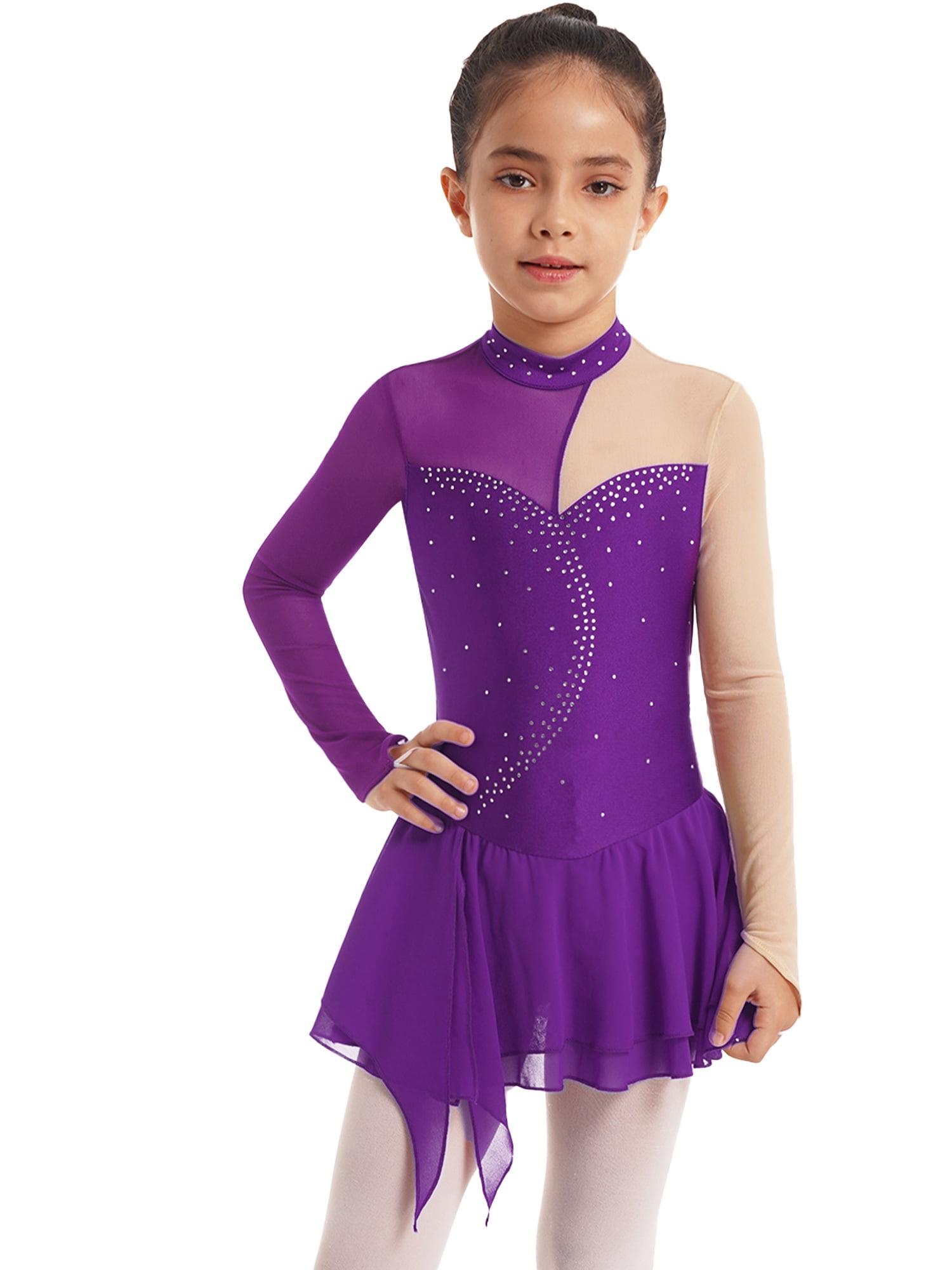 Iiniim Big Girl s Rhinestone Ice Skating Dress Roller Skating Tutu iiniim-big-girl-s-rhinestone-ice-skating-dress-roller-skating-tutu