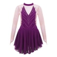 thumbnail image 1 of iiniim Big Girls Mesh Long Sleeve Ballet Leotard Dance Dress Rhinestone Ruffle Hem Chiffon Dress, 1 of 7