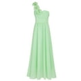 thumbnail image 1 of iiniim Big Girls One-Shoulder Chiffon Junior Bridesmaid Wedding Flower Girl Dress Light Green 14, 1 of 7