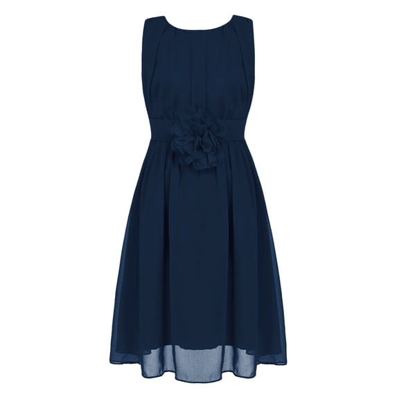 iiniim Big Girls Party Chiffon Sleeveless Ball Gown Flower Wedding Junior Bridesmaid Dress 4-14