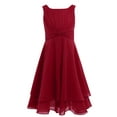 thumbnail image 1 of iiniim Big Girls Sleeveless Knotted Waist Chiffon Flower Girl Wedding Bridesmaid Party Gown Dress, 1 of 7