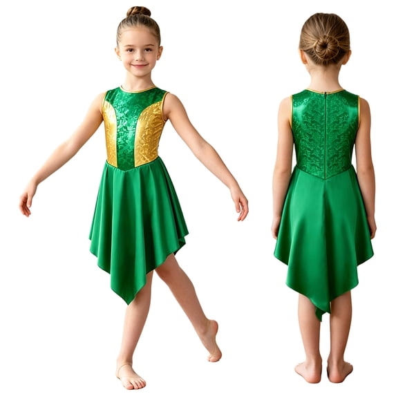 iiniim Big Girls Sleeveless Lyrical Praise Dance Dress Green 6