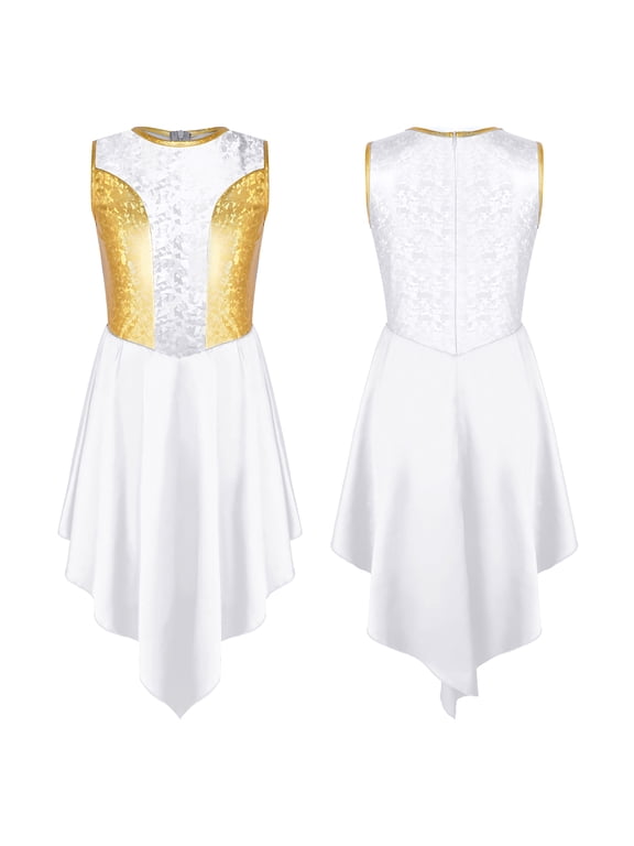 Big Girls Sleeveless Lyrical Praise Dance Dress White 16