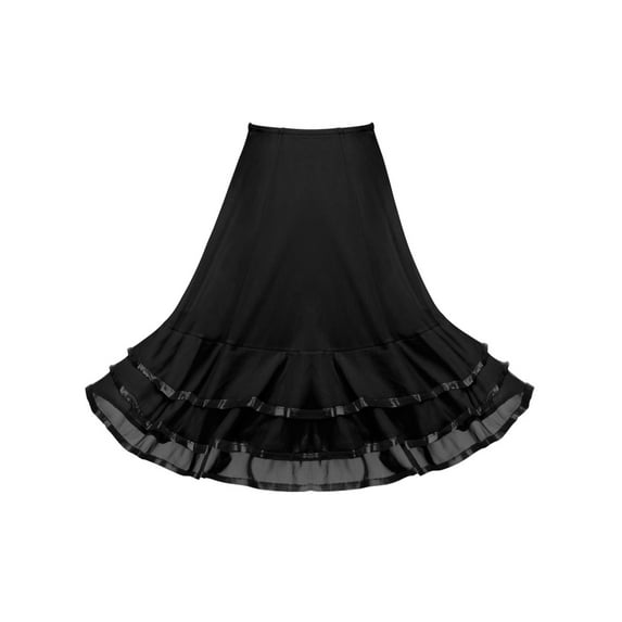 iiniim Big Girls Summer Casual A-Line Swing Maxi Skirt Kids Soft Elastic High Waist Flowy Midi Skirt 6-14 Black 6