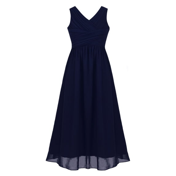 iiniim Big Girls V-Neck Chiffon Flower Girl Dress for Graduation Birthday Party Pageant Ball Gown