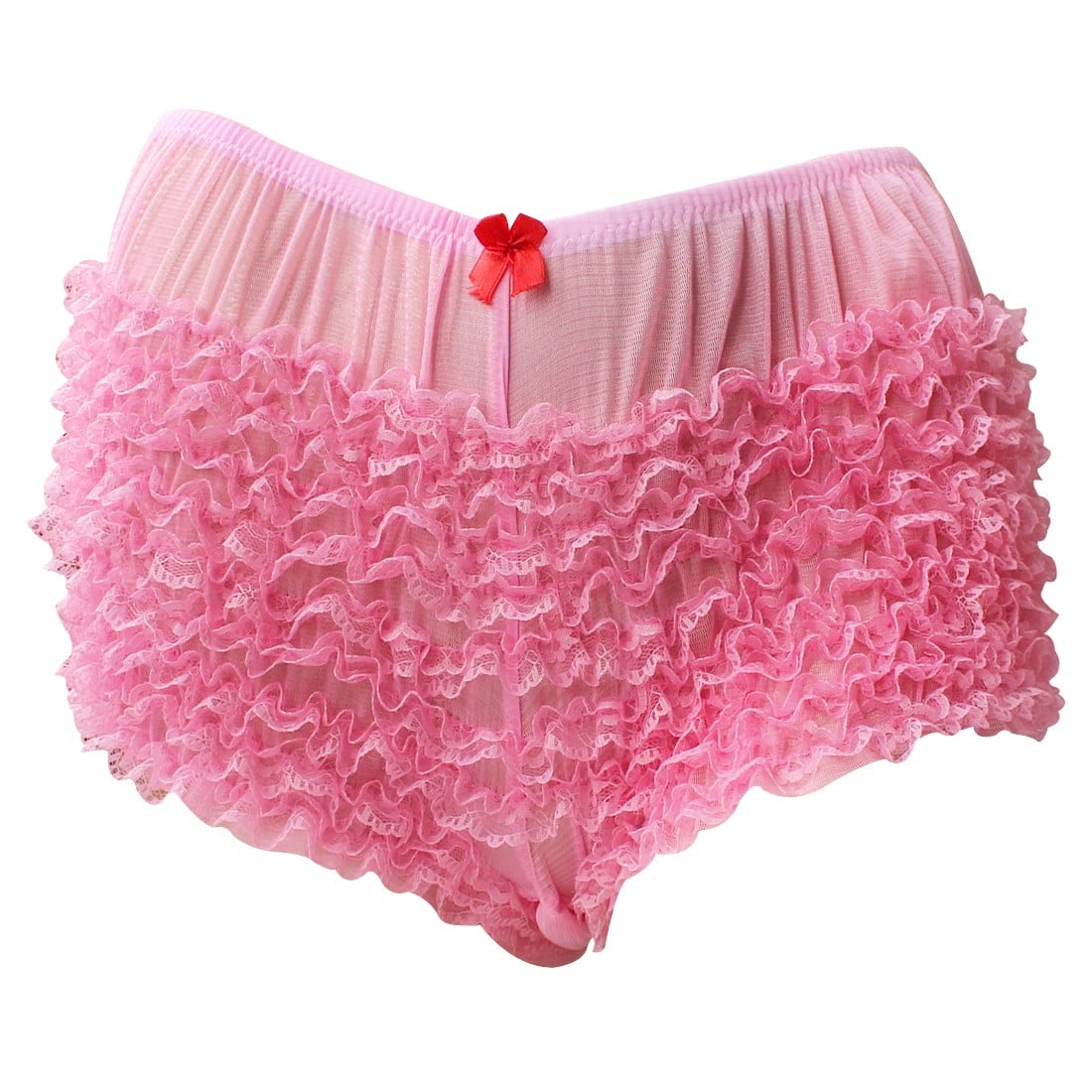 iiniim Bloomers Women Mesh Ruffle Panties Booty Boy Shorts Underwear Pettipants A Pink One_Size