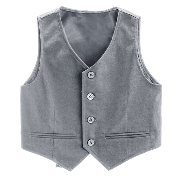 iiniim Boys Formal Suit Vest Classic Fit V-Neck Single Breasted Dress Waistcoat for Kids Gray 5