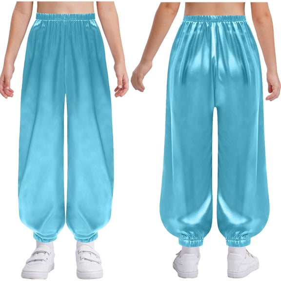 iiniim Boys Girls Kung Fu Uniform Pants Christmas Trouser Bottoms for Wing Chun Training Light Blue 8
