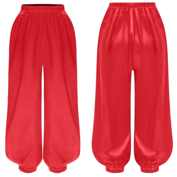 iiniim Boys Girls Kung Fu Uniform Pants Christmas Trouser Bottoms for Wing Chun Training Red 16