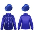 thumbnail image 1 of iiniim Boys Girls Shiny Sequins Long Sleeve Shirt Jazz Latin Dance Disco Party with Hat Set Blue 4-5, 1 of 7