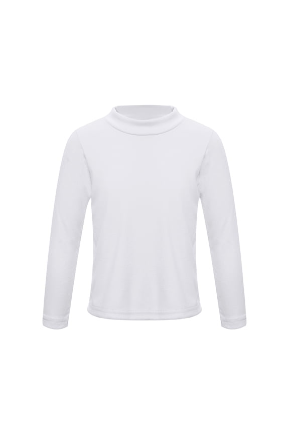 Boys Girls Thermal Underwear Tops Winter Fleece Lined Long Sleeve Undershirts Baselayer T-Shirts Sweater White 150