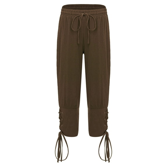 iiniim Boys Kids Medieval Ankle Banded Pirate Pants Renaissance Viking Navigator Halloween Cosplay Costume Coffee 150/155