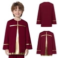 thumbnail image 1 of iiniim Boys Liturgical Worship Praise Dance Top Metallic Color Block Long Sleeve Pullover Shirts Tunic Dancewear Burgundy 10, 1 of 7