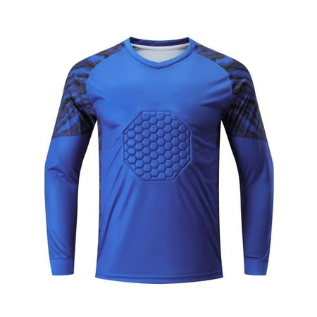 iiniim Boys Soccer Goalkeeper Jersey Padded Protection Goalie Shirt Basketball Game Training Top 7-18 Blue 8-10