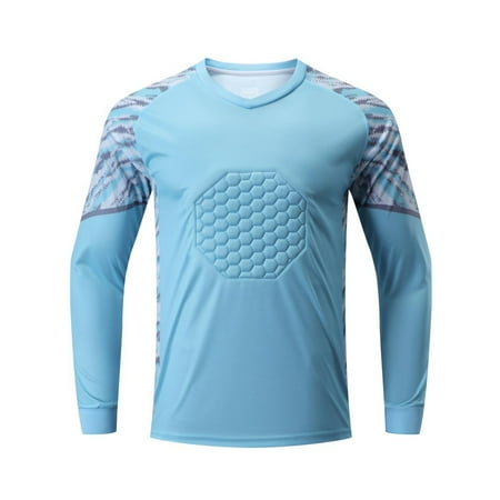 iiniim Boys Soccer Goalkeeper Jersey Padded Protection Goalie Shirt Basketball Game Training Top 7-18 Light Blue 8-10