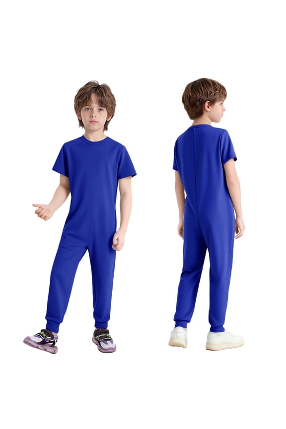 Boys Special Needs Bodysuit Full Length Jumpsuit One-Piece Romper Playsuit Adaptive Clothes Blue 6
