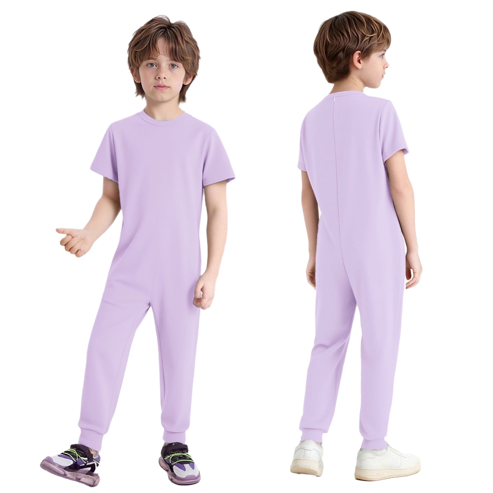 iiniim Boys Special Needs Bodysuit Full Length Jumpsuit One-Piece Romper Playsuit Adaptive Clothes Lavender 10