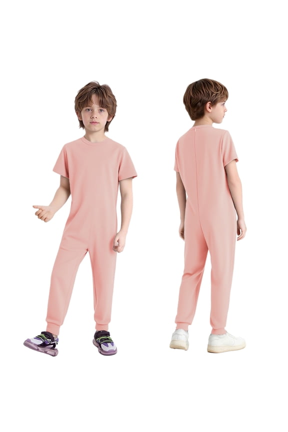 Boys Special Needs Bodysuit Full Length Jumpsuit One-Piece Romper Playsuit Adaptive Clothes Pink 8
