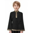 thumbnail image 1 of iiniim Boys Traditional Folk Shirt Embroidered Bell Sleeve Tunic Top for Carnival Festival Black 8, 1 of 7