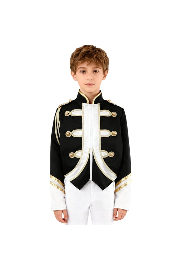 Boys Trumpet Honor Guard Team Uniform Long Sleeve Marching Band Jacket Drummer Black 6