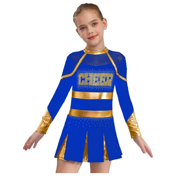 iiniim Cheer Leader Girls Cheerleading Uniform Complete Dress Blue 12