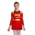 thumbnail image 1 of iiniim Cheer Leader Girls Contrast Color Cold Shoulder Cheerleading Uniform Dress Birthday Party Red 6, 1 of 7