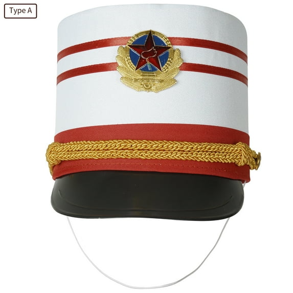 iiniim Children Stylish Drum Band Hat Kids Majorette Top Hat Stage Performance Cosplay Cap Fancy Dress