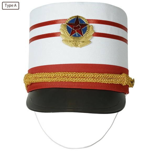 iiniim Children Stylish Drum Band Hat Kids Majorette Top Hat Stage Performance Cosplay Cap Fancy Dress