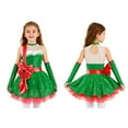 thumbnail image 1 of iiniim Christmas Dance for Girls Santa Claus Cosplay Party Figure Ice Skating Tutu Dress with Oversleeves Green 14, 1 of 7