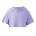 thumbnail image 1 of iiniim Dance Crop Sweatshirt Hooded Pullover Girls Short Sleeve Cropped Hoodie Tops Gymnastics Tee Shirt Lavender 6, 1 of 7