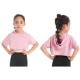 thumbnail image 1 of iiniim Dance Crop Sweatshirt Hooded Pullover Girls Short Sleeve Cropped Hoodie Tops Gymnastics Tee Shirt Pink 12, 1 of 7