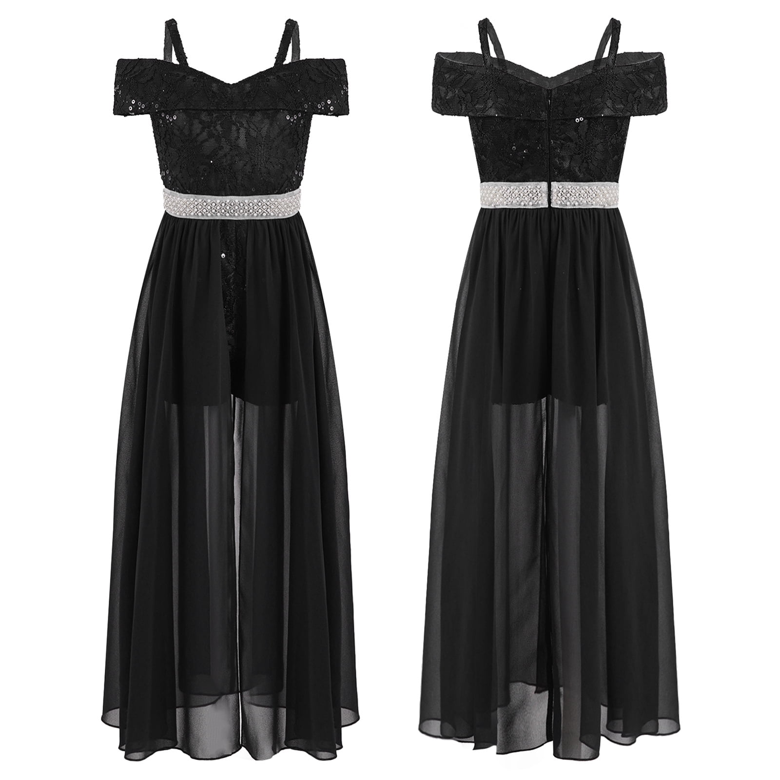 iiniim Flower Girls Dress Kids Off Shoulder Lace Chiffon Maxi Romper Dress Princess Pageant Evening Ball Gown Walmart