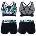 thumbnail image 1 of iiniim Girl's 2 Piece Swimsuit Tropical Print Tankini Sets Criss Cross Bathing Suit Summer Beach Swimwear A Black Lily 12, 1 of 7