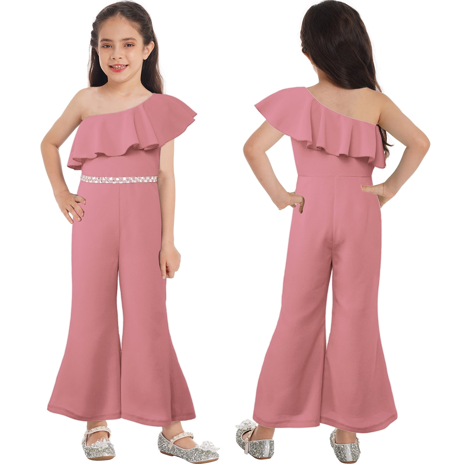 iiniim Girl s Sparkly Party Romper Dress One Shoulder Casual Flare Pants High Waisted Ruffles Jumpsuit 6 16 Dusty Pink 14 acc234ad ecfc 4fbf 8ec5 a9ba03f00d3f.a3d69a7bac3513e60637fc34cd626cde