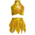 thumbnail image 1 of iiniim Girls 2 Piece Dance Outfits Sparkly Sequins Crop Top with Mini Skirt Jazz Latin Ballroom Dancewear Gold 14, 1 of 7
