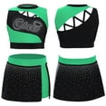 thumbnail image 1 of iiniim Girls 2 Piece School Cheerleading Uniform Outfit Shiny Sleeveless Crop Top with Skirt Set Cheer Dancewear Green 8, 1 of 6