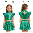 thumbnail image 1 of iiniim Girls 3 Pcs Alien Metallic Outfit Tops With A Line Skirt And Hair Hoop Set Rhinestones Green 14, 1 of 7