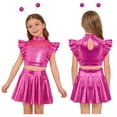 thumbnail image 1 of iiniim Girls 3 Pcs Alien Metallic Outfit Tops With A Line Skirt And Hair Hoop Set Rhinestones Hot Pink 12, 1 of 7