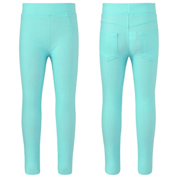 iiniim Girls Active Leggings Athletic Pants Workout Running Yoga Sports Dancewear Footless Tights Age 3-14 Light Blue 13-14