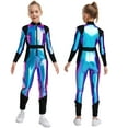 thumbnail image 1 of iiniim Girls Alien Robot Dance Outfit Metallic Long Sleeve Zip Neck Jumpsuit Blue 8, 1 of 7