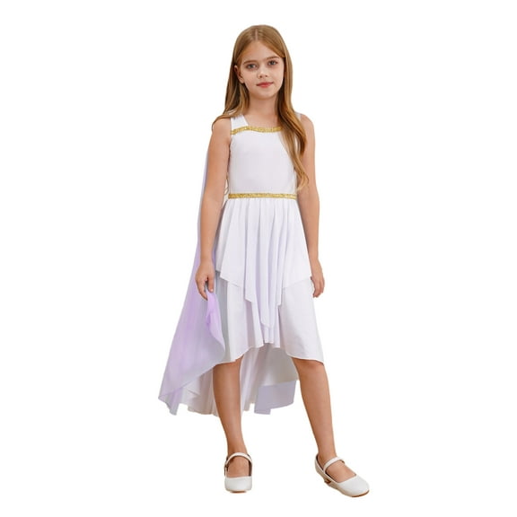 iiniim Girls Ancient Greek Toga Dress for Kids Halloween Athena Goddesses Roman Egypt Princess Fancy Dress Up Lavender 12