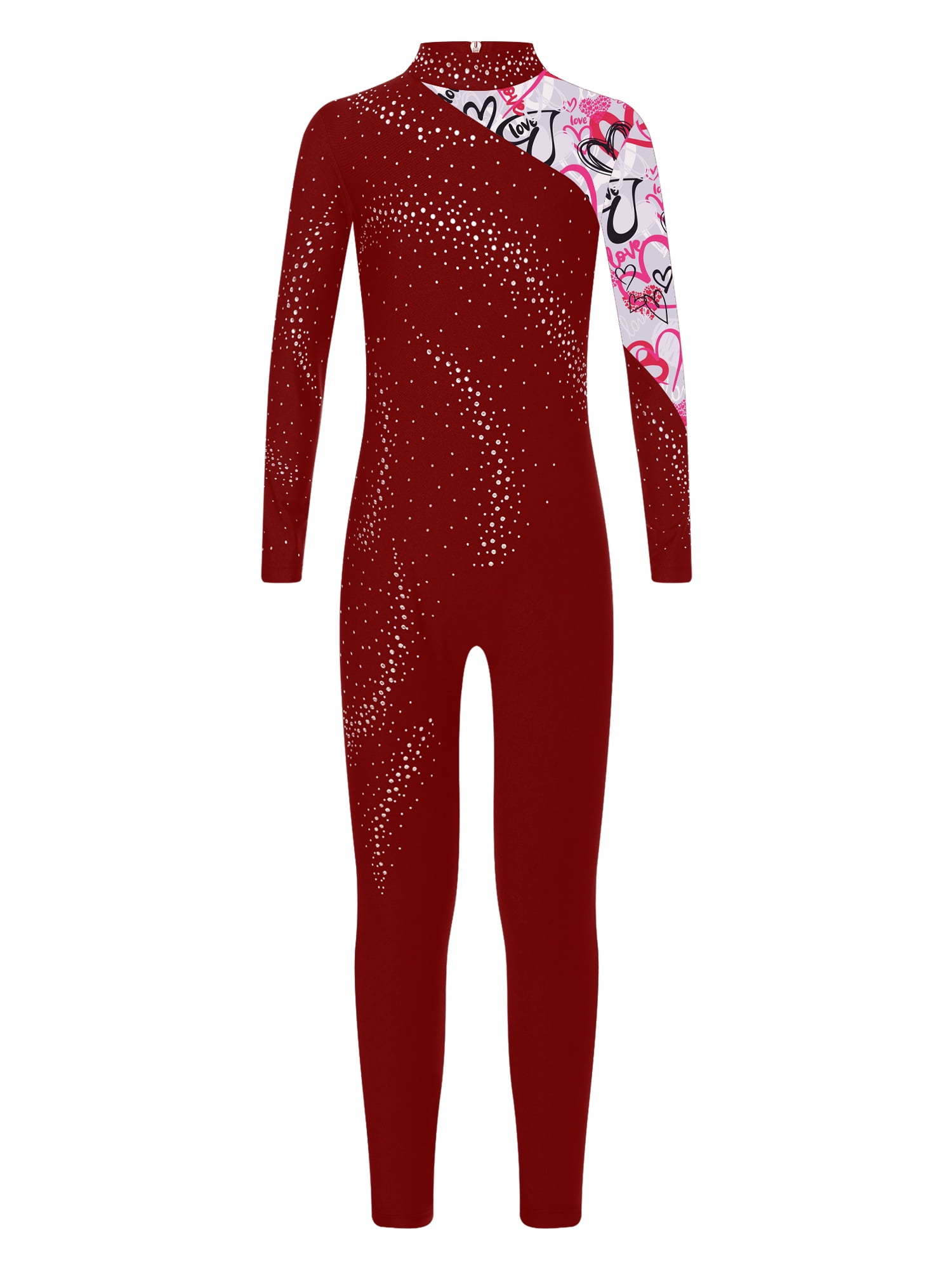 iiniim Girls Athletic Gymnastics Dance Unitard Sparkly Long Sleeve ...