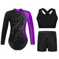 thumbnail image 1 of iiniim Girls Ballet Dance Biketard with Shorts and Vest Gymnastics Bodysuit 3 Piece Athletic Purple 6, 1 of 6