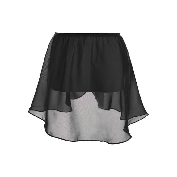 iiniim Girls Ballet Dance Chiffon Skirt Wrap Over Scarf Skirt Tutu Short Dress 2-14 A Black 6-10