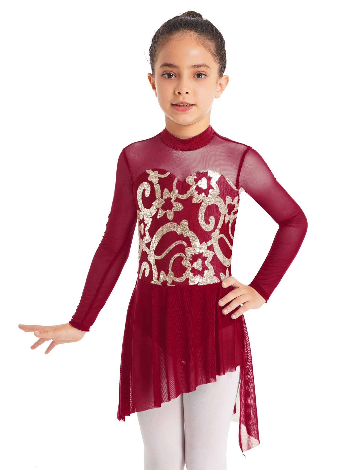 iiniim Girls Ballet Dance Dress Lyrical Ballerina Irregular Skirts Gymnastics Leotard Ballroom
