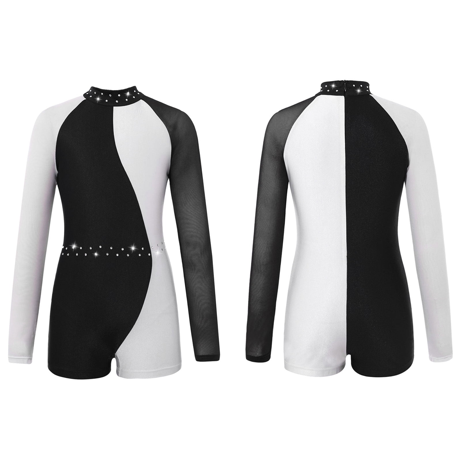 New Gabby Foil Velvet Rhinestone Dance Gymnastics Unitard / Biketard – Black, Sleeveless, By Balera