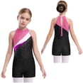 thumbnail image 1 of iiniim Girls Ballet Dance Outfits 3PCS Shiny Rhinestone Halter Neck Gymnastics Leotard with Athletic Shorts Set 6-14 A Black&Pink 14, 1 of 7