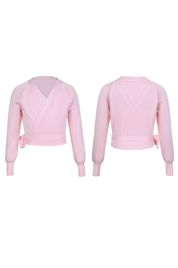 Girls Ballet Knit Wrap Warm-up Sweater Gymnastics Coat Costume